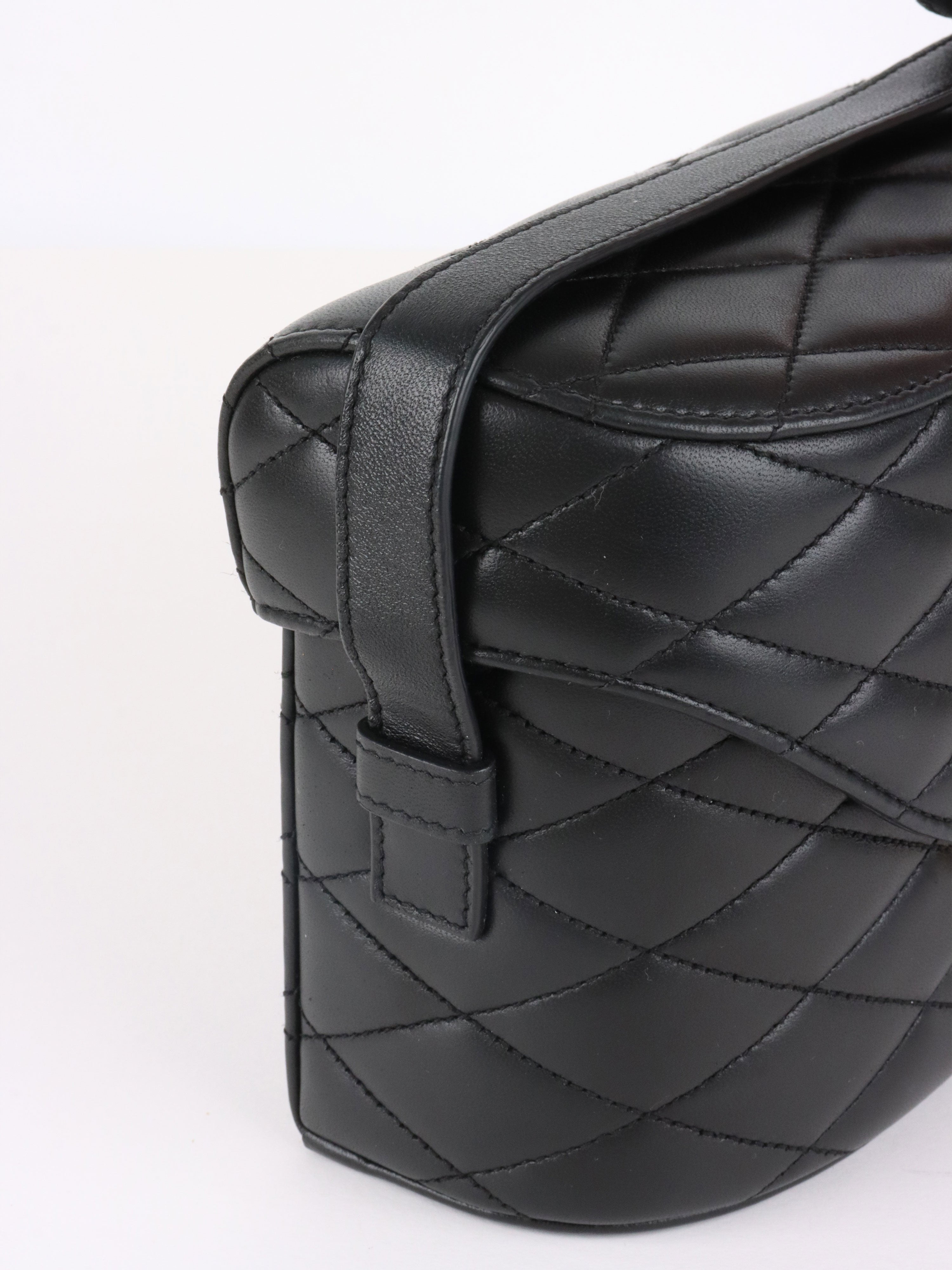 Saint Laurent  Black Quilted Lambskin June Box Shoulder Bag.