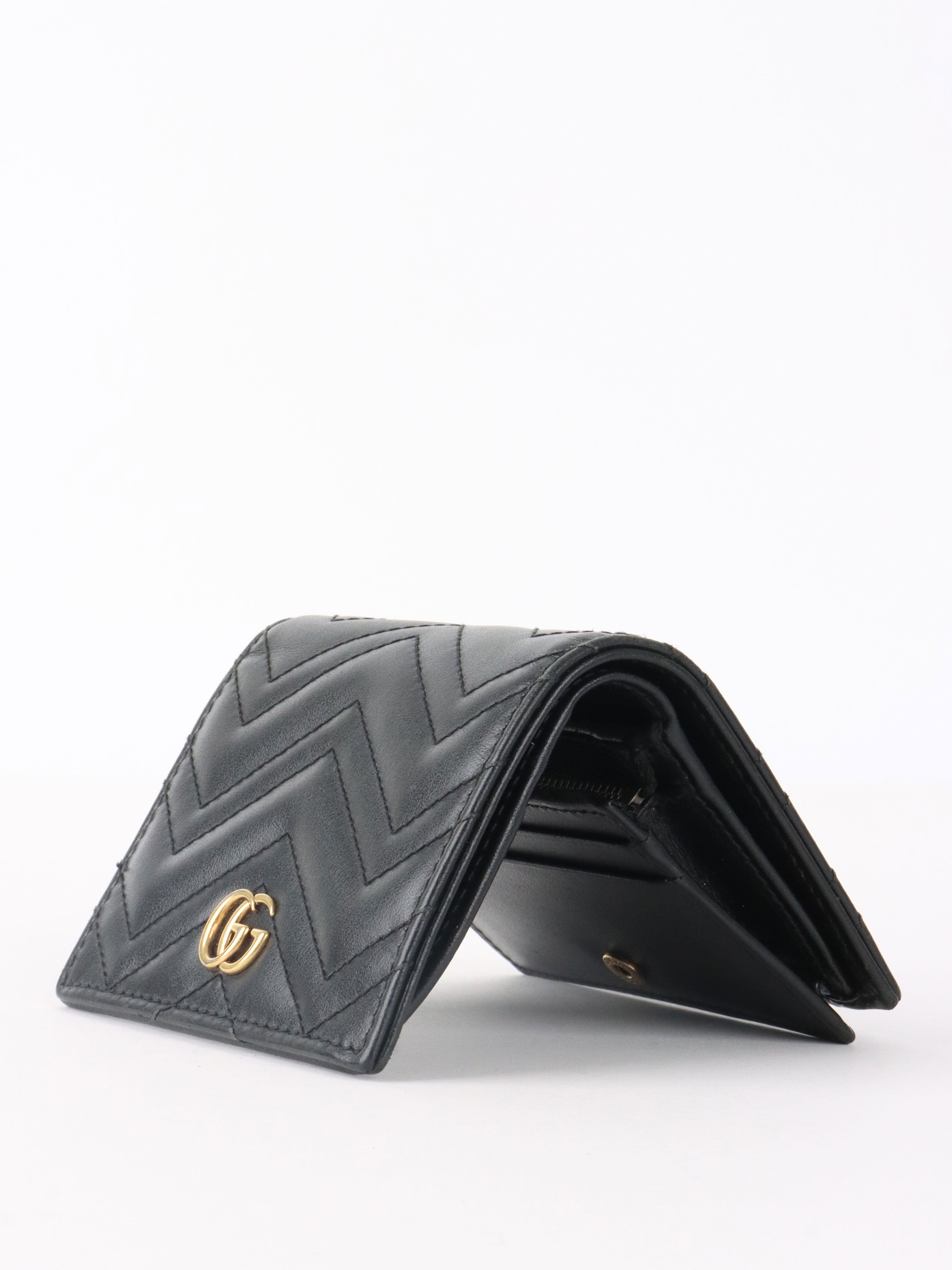 Gucci Black GG Marmont Card Case Wallet