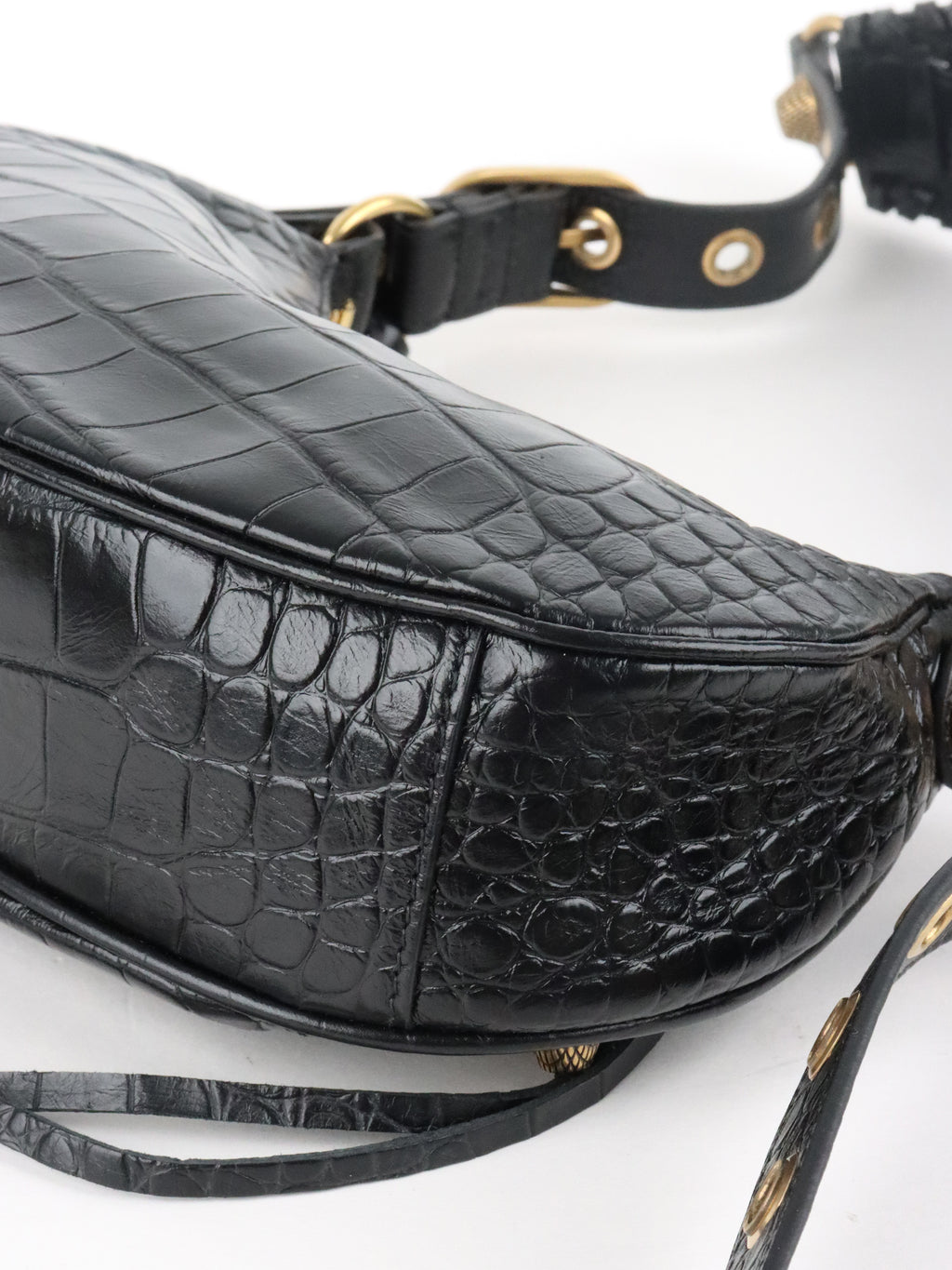 Balenciaga Black Crocodile Embossed Le Cagole XS Shoulder Bag