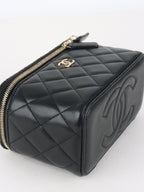 Chanel Black Lambskin Vanity Case with Handle LGHW