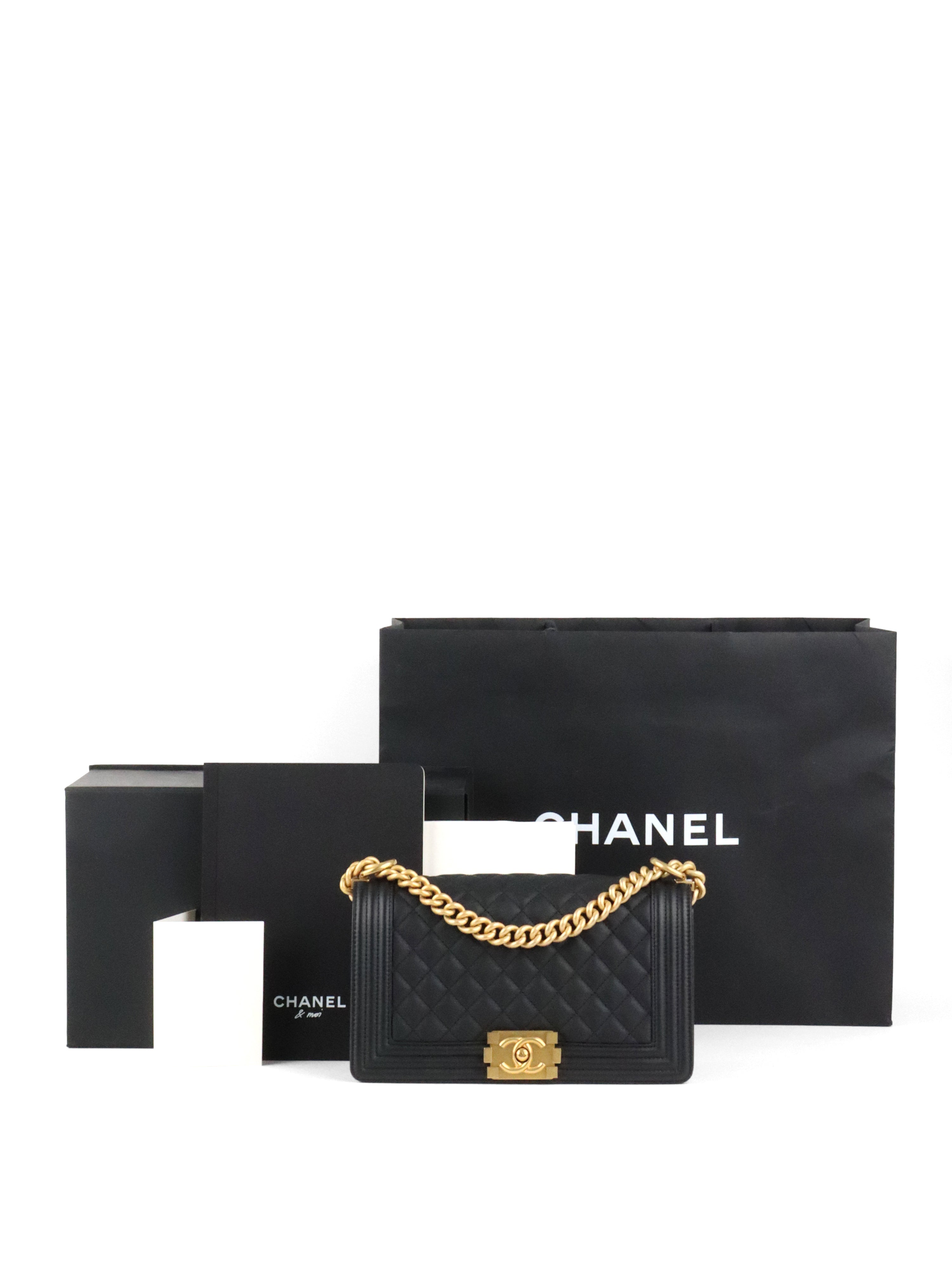 Chanel Black Matte Lambskin Medium Boy Bag GHW