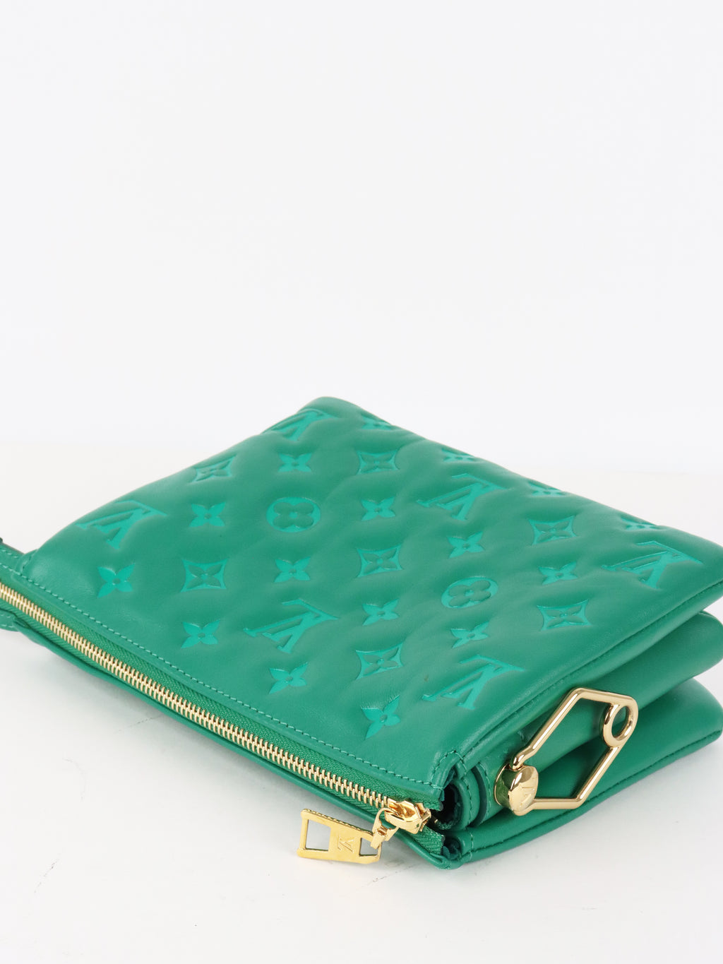Louis Vuitton Vert Green Monogram Embossed Puffy Coussin BB Bag GHW
