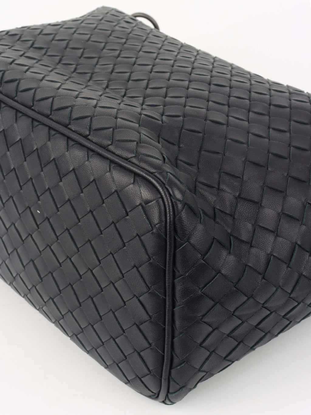 Bottega Veneta Black Intrecciato Woven Small Shoulder Bag.
