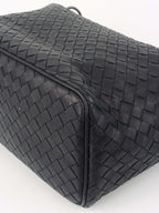 Bottega Veneta Black Intrecciato Woven Small Shoulder Bag.
