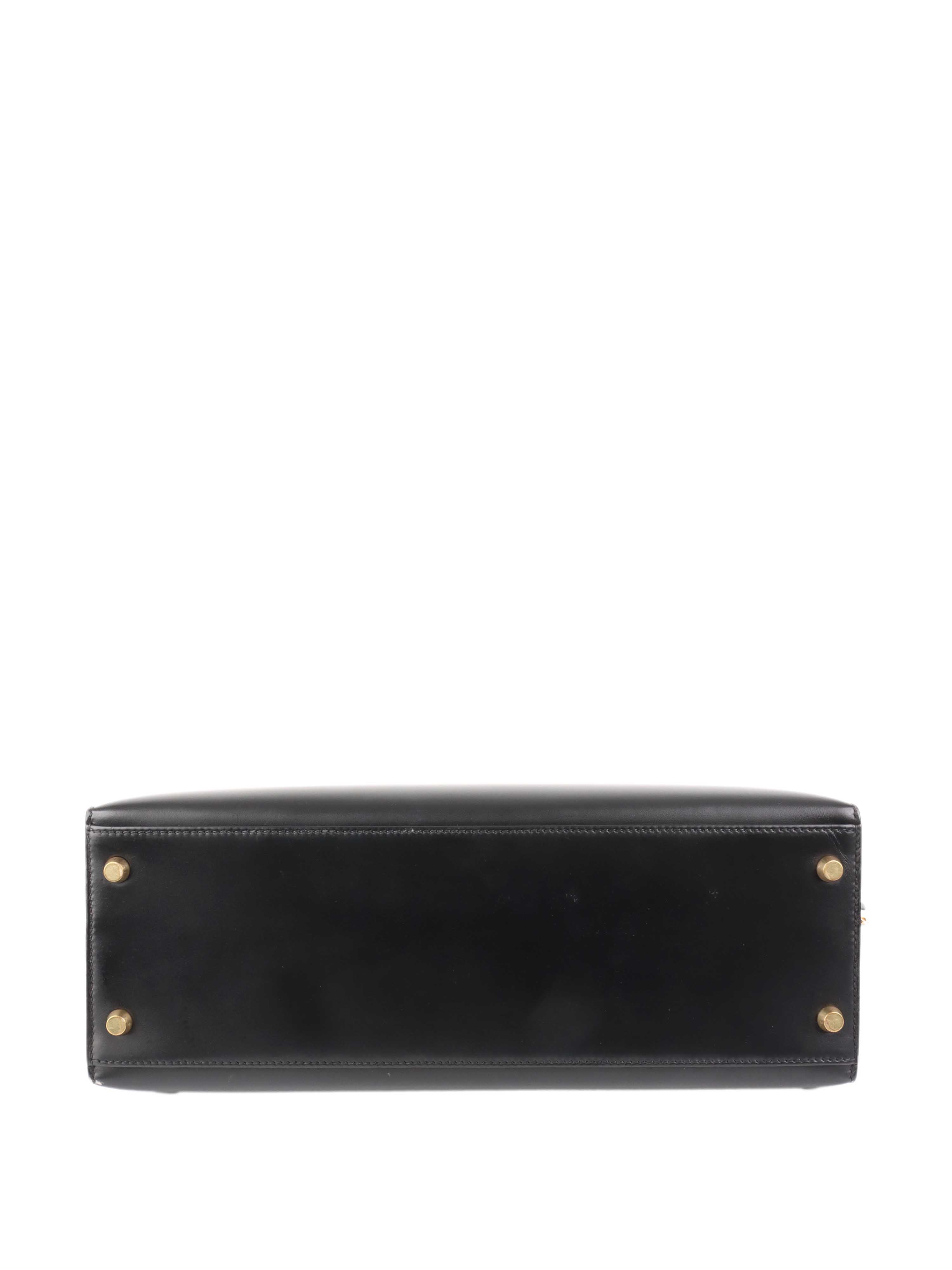 Hermes Vintage Black Box Kelly 32 Bag.