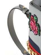 Gucci Medium Grey Floral Sequin Sylvie Top Handle Bag