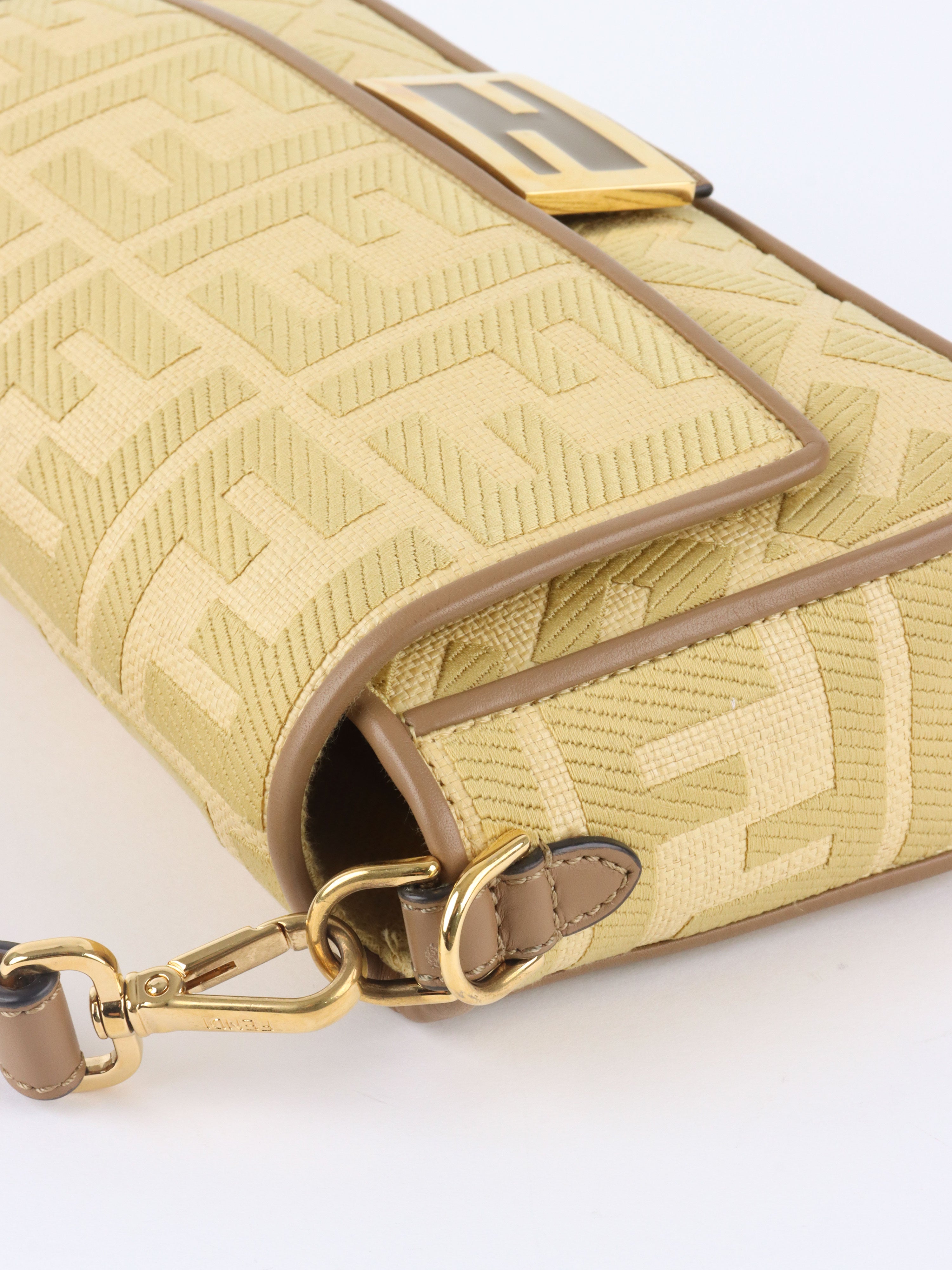 Fendi Woven Rafia Vitello Baguette  Bag.