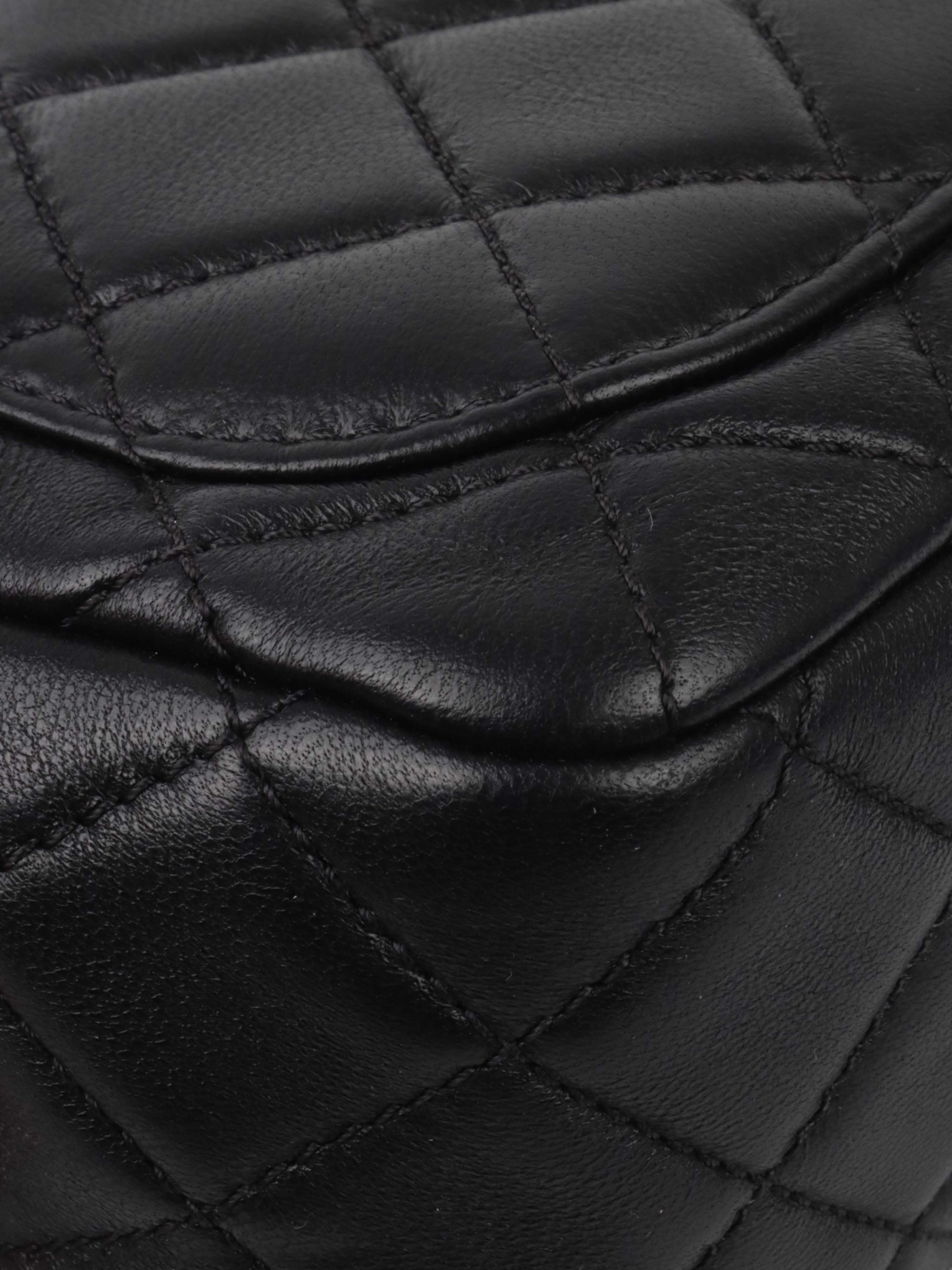 Chanel Black Lambskin Mini Square Flap Bag with Rainbow Gemstone Chain Votre Luxe