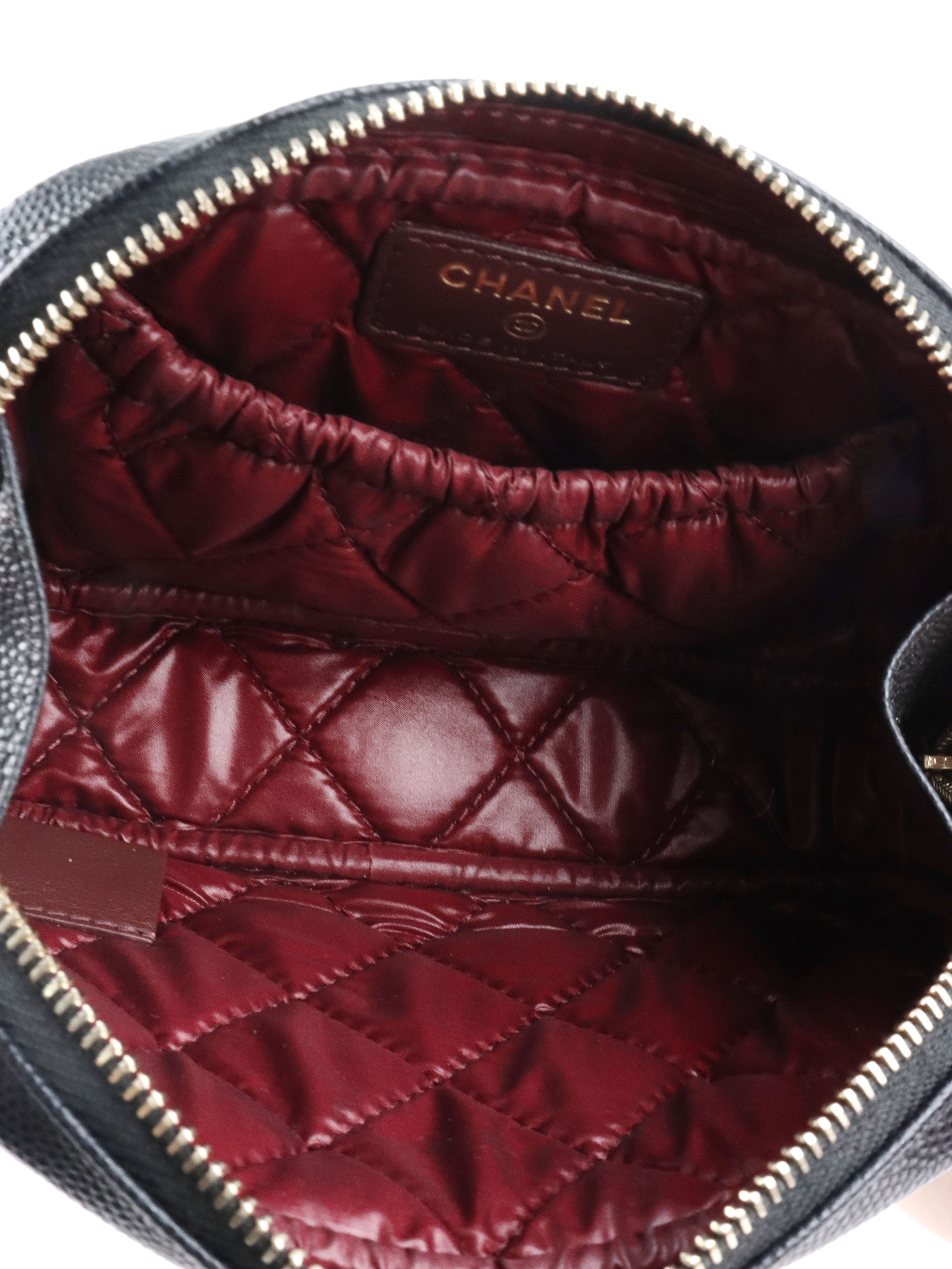 Chanel Small Black Caviar Quilted Cosmetic Pouch