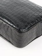 Saint Laurent Black Croc Embossed Camera Lou Bag