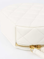 Chanel White Round Vanity with Chain Ring Handle.