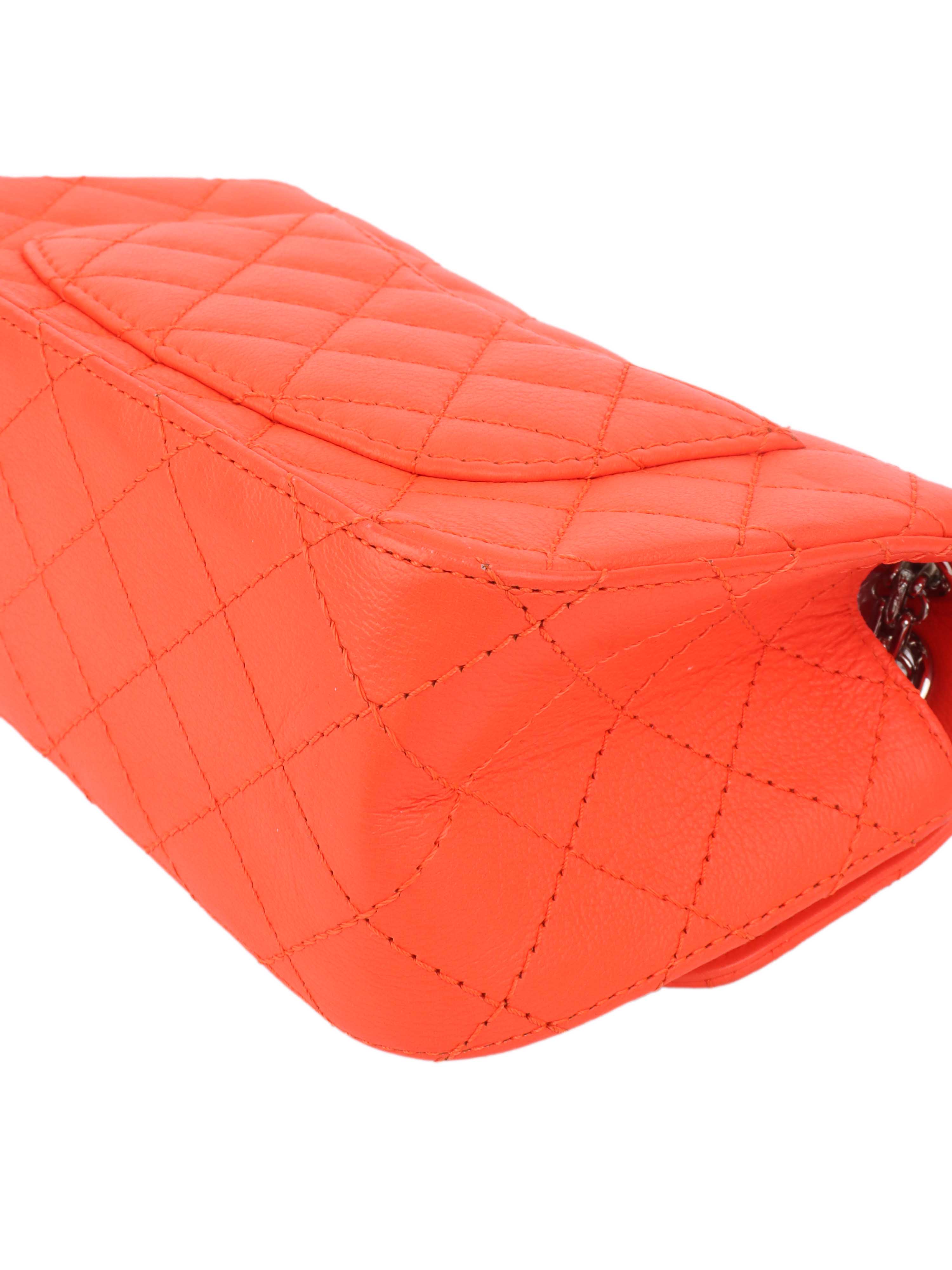 Chanel Small Bright Orange 2.55 Bag SHW.