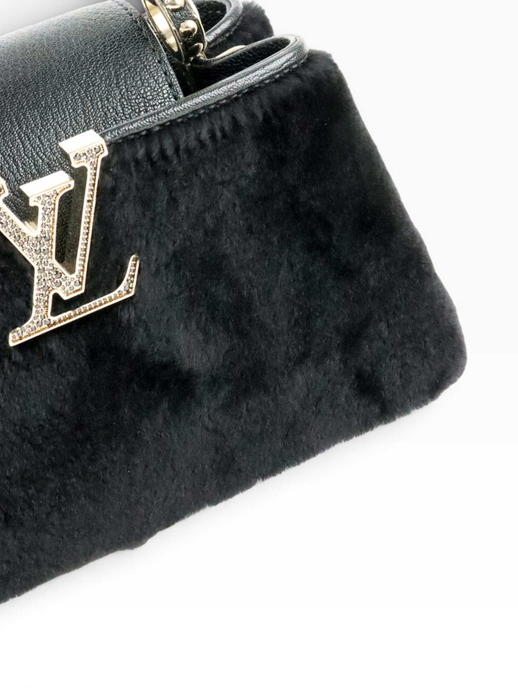 Louis Vuitton Black Sherling Mini East West Capucines