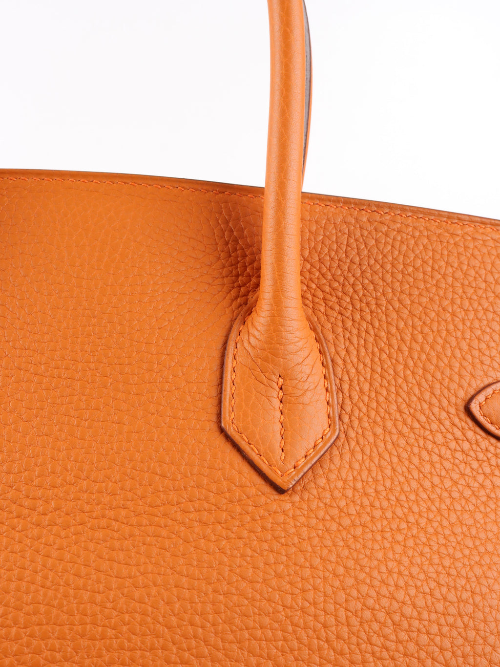 Hermes Birkin 35 Orange H Clemence Leather Stamp J Square