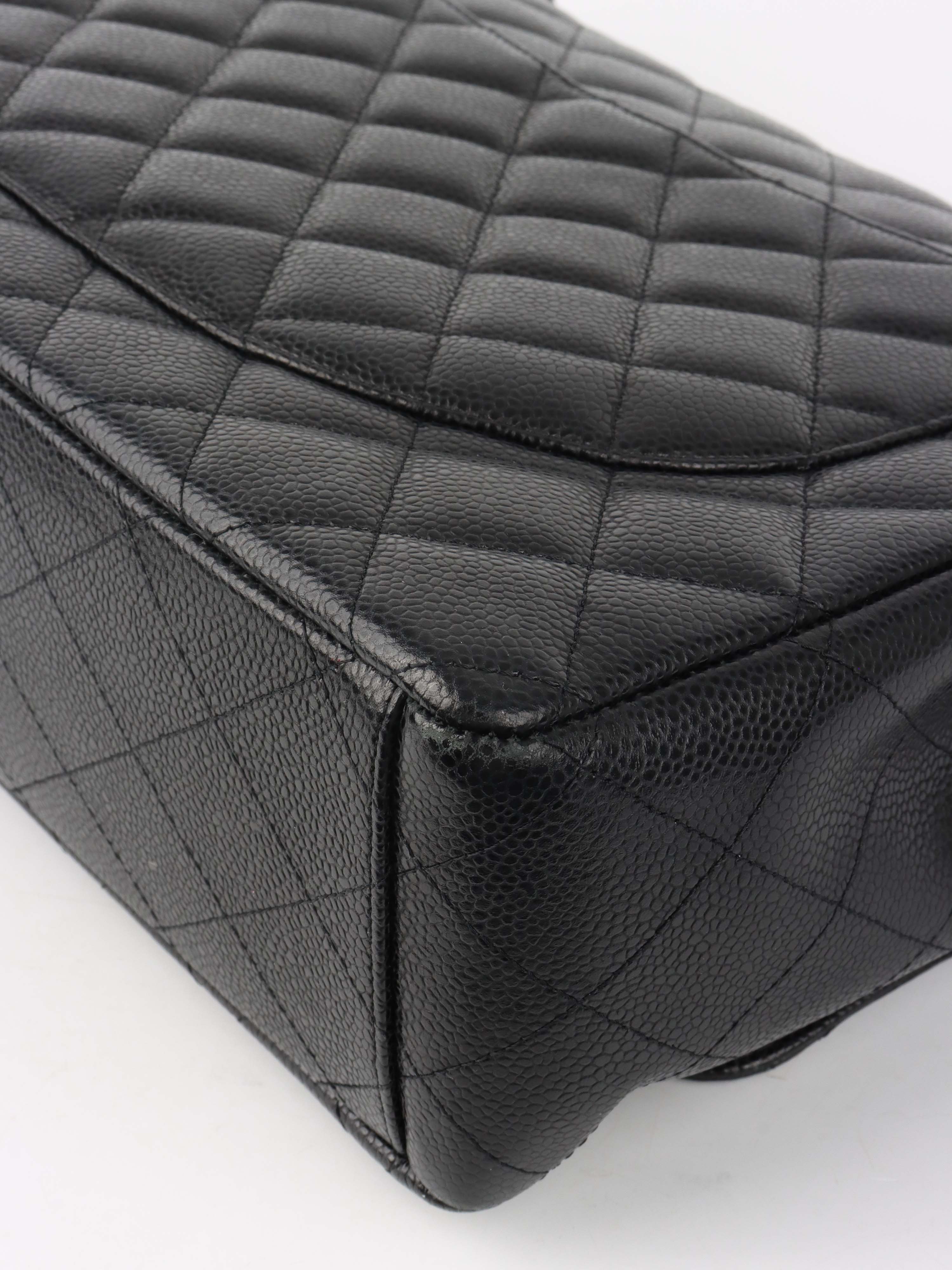 Chanel Black Caviar Maxi Double Classic Flap SHW.