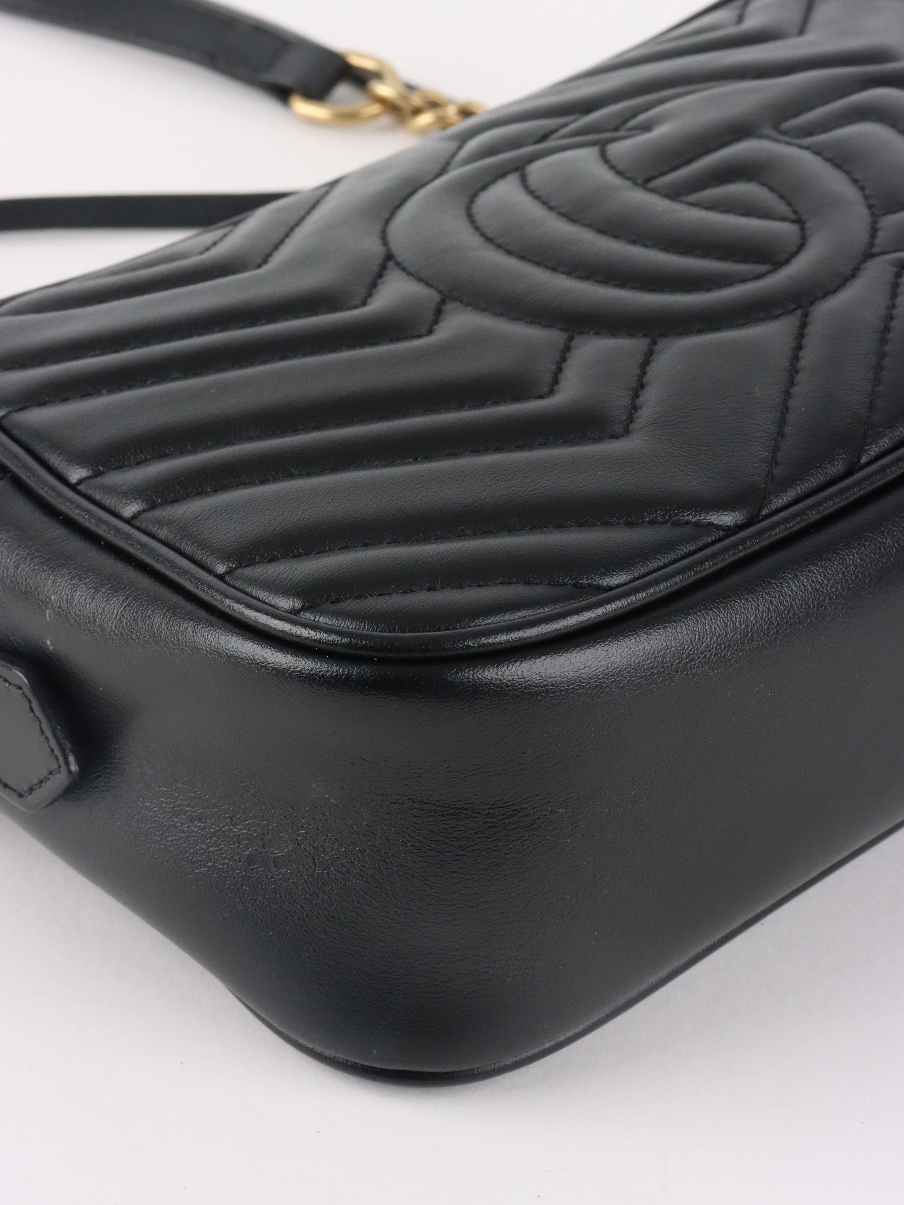 Gucci Black Small GG Marmont Camera Bag.