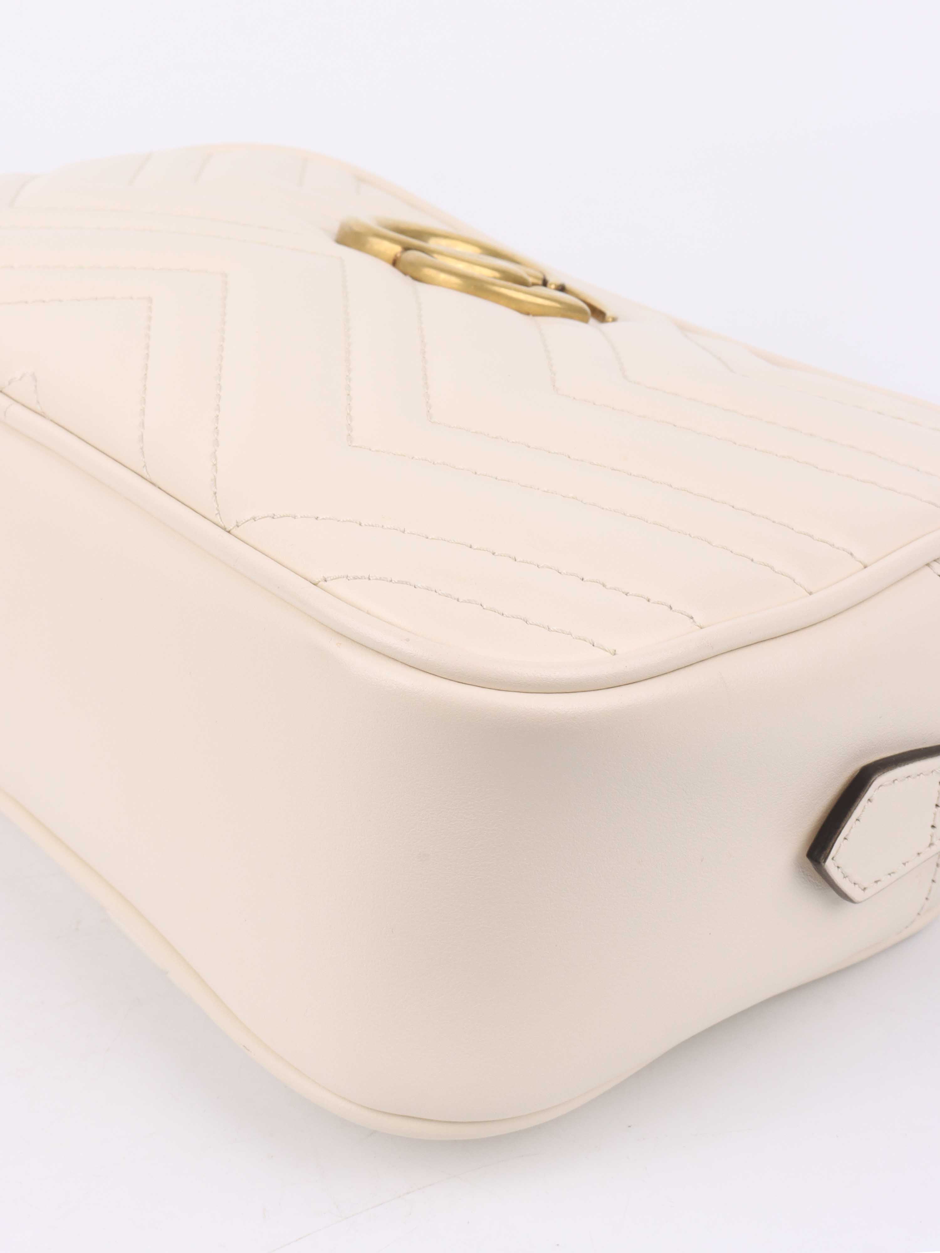 Gucci Small White Marmont Camera Bag