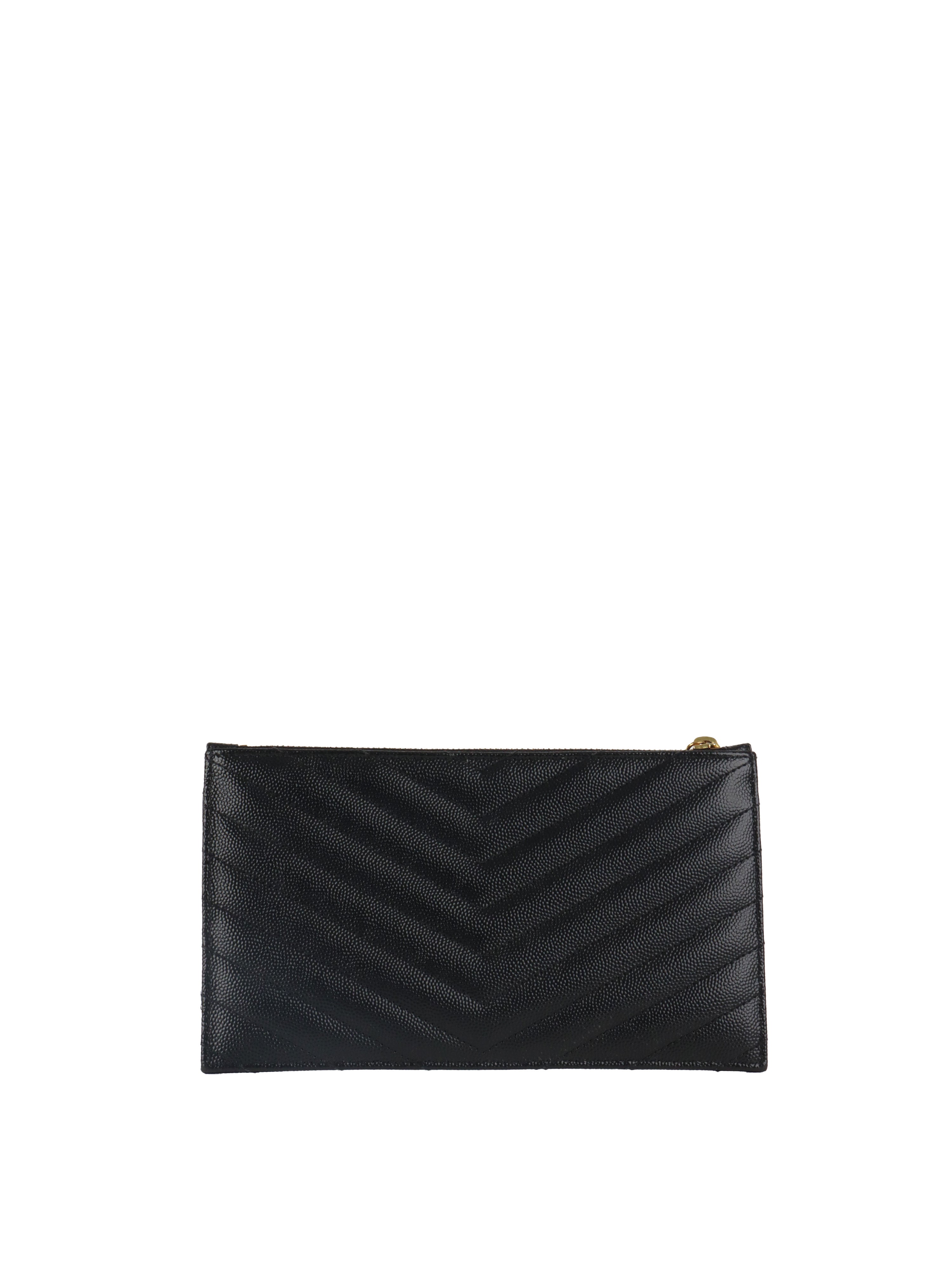 Saint Laurent Black Chevron Bill Pouch.
