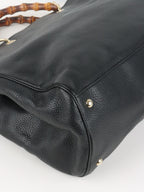 Gucci Bamboo Handle Large Black Leather Shopper Tote