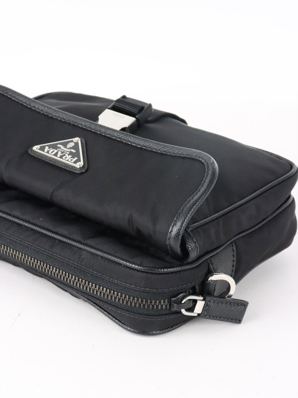 Prada Black Re-Nylon and Saffiano Leather Shoulder bag