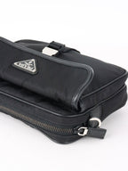 Prada Black Re-Nylon and Saffiano Leather Shoulder bag