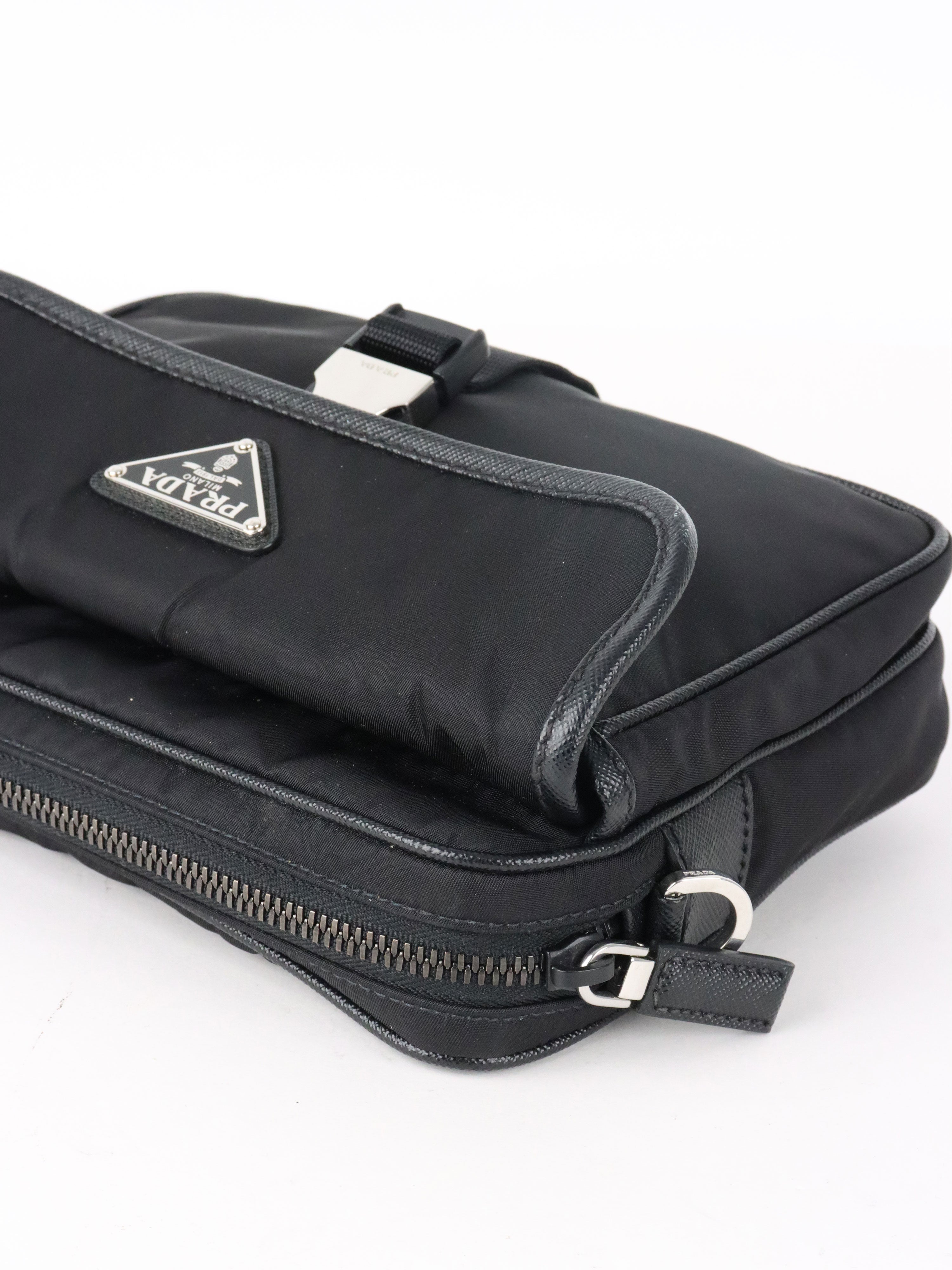 Prada Black Re-Nylon and Saffiano Leather Shoulder bag