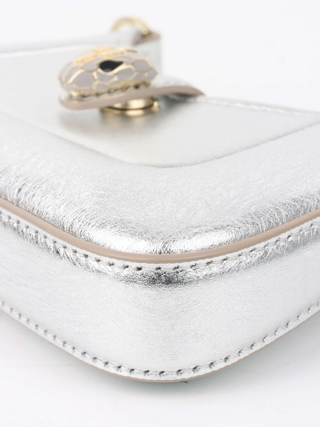 Bvlgari Metallic Silver mini Serpenti Shoulder Bag.