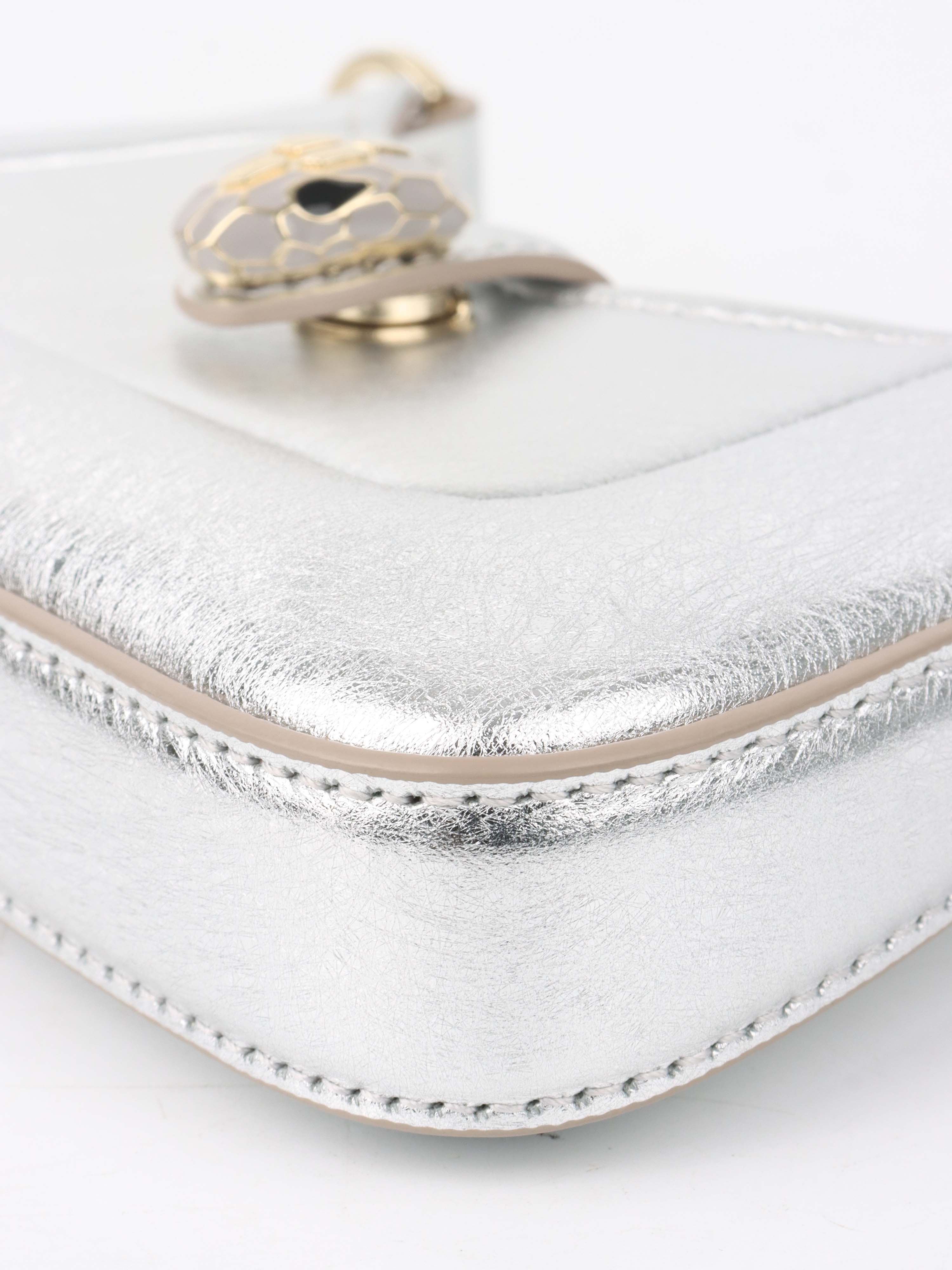 Bvlgari Metallic Silver mini Serpenti Shoulder Bag.