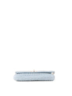Miu Miu Light Blue Matelasse Nappa Crystal Chain Satchel