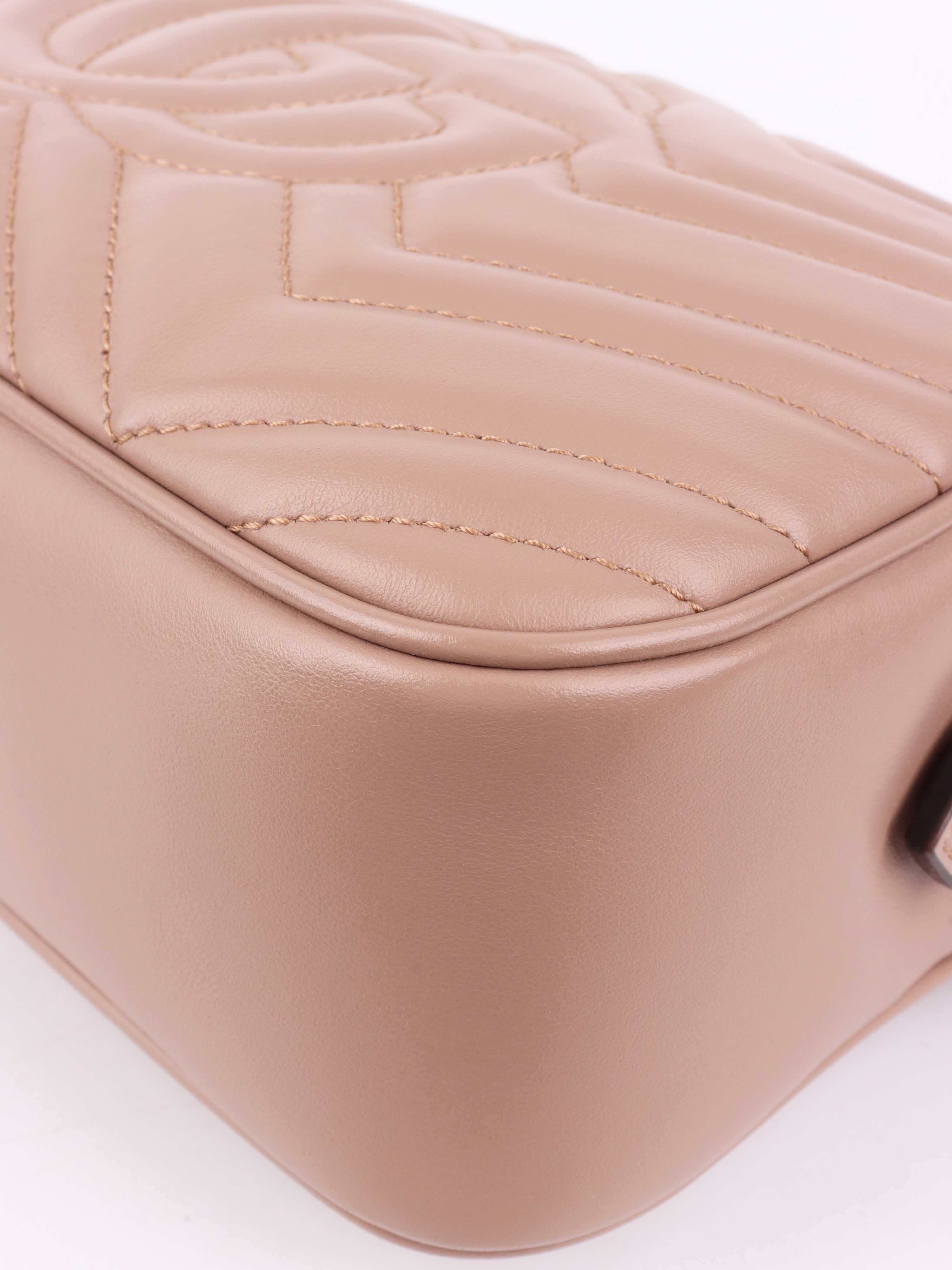 Gucci Small Beige Marmont Shoulder Bag.