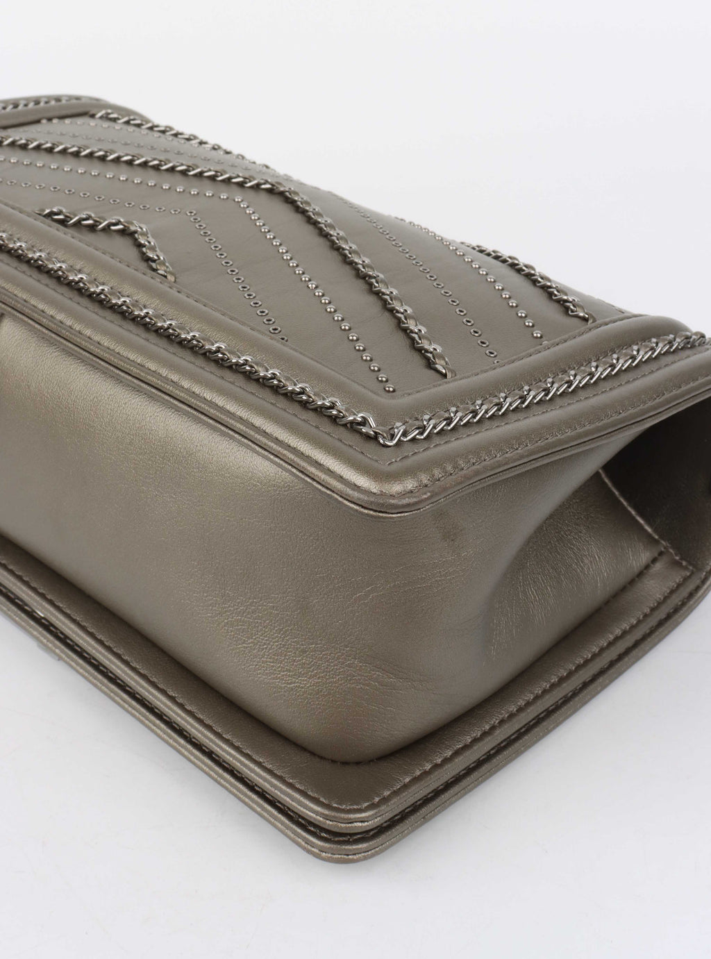 Chanel Medium Chevron Metallic Crumpled Calfskin Boy Bag.