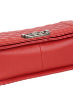 Chanel Red Medium Lambskin Boy Bag SHW.
