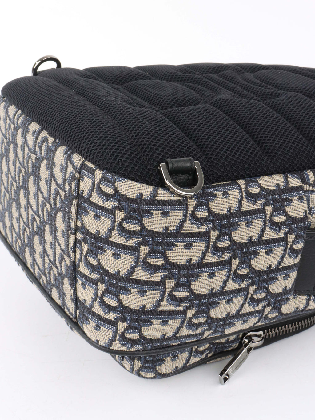 Dior Blue Oblique Canvas Crossbody Sling Bag.