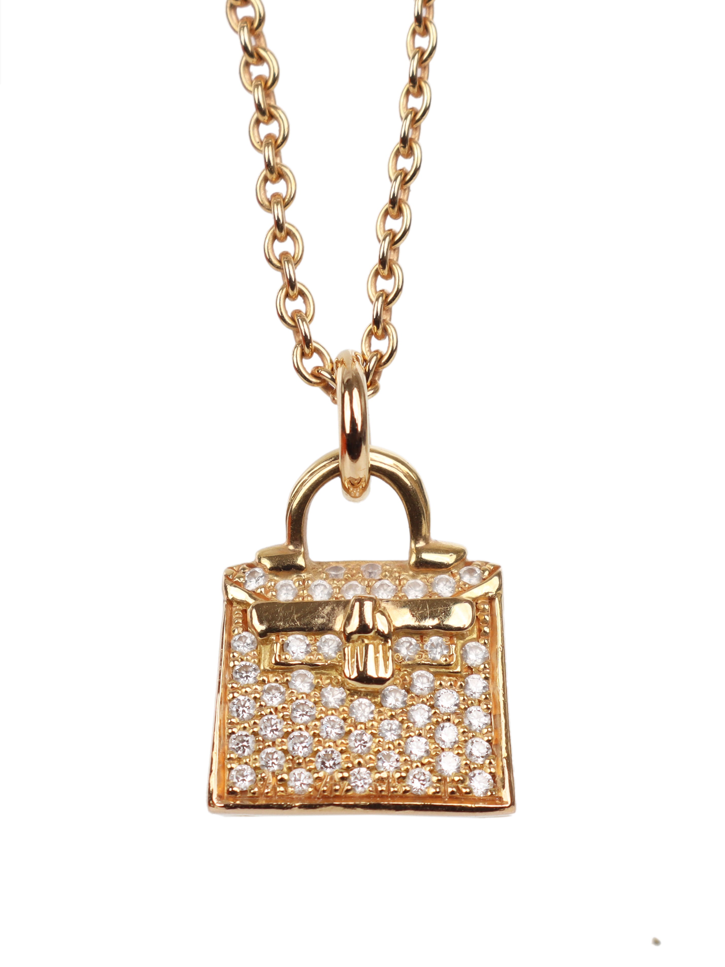 Hermes Rose Gold Amulettes Kelly Pendant