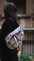 Dior Medium Blue Toile De Jouy Embroidered Saddle Bag