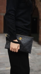 Versace Black Medusa Floral Clutch