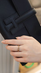 Hermes Rose Gold Chaine D'Ancre Enchainee Ring, Small Model