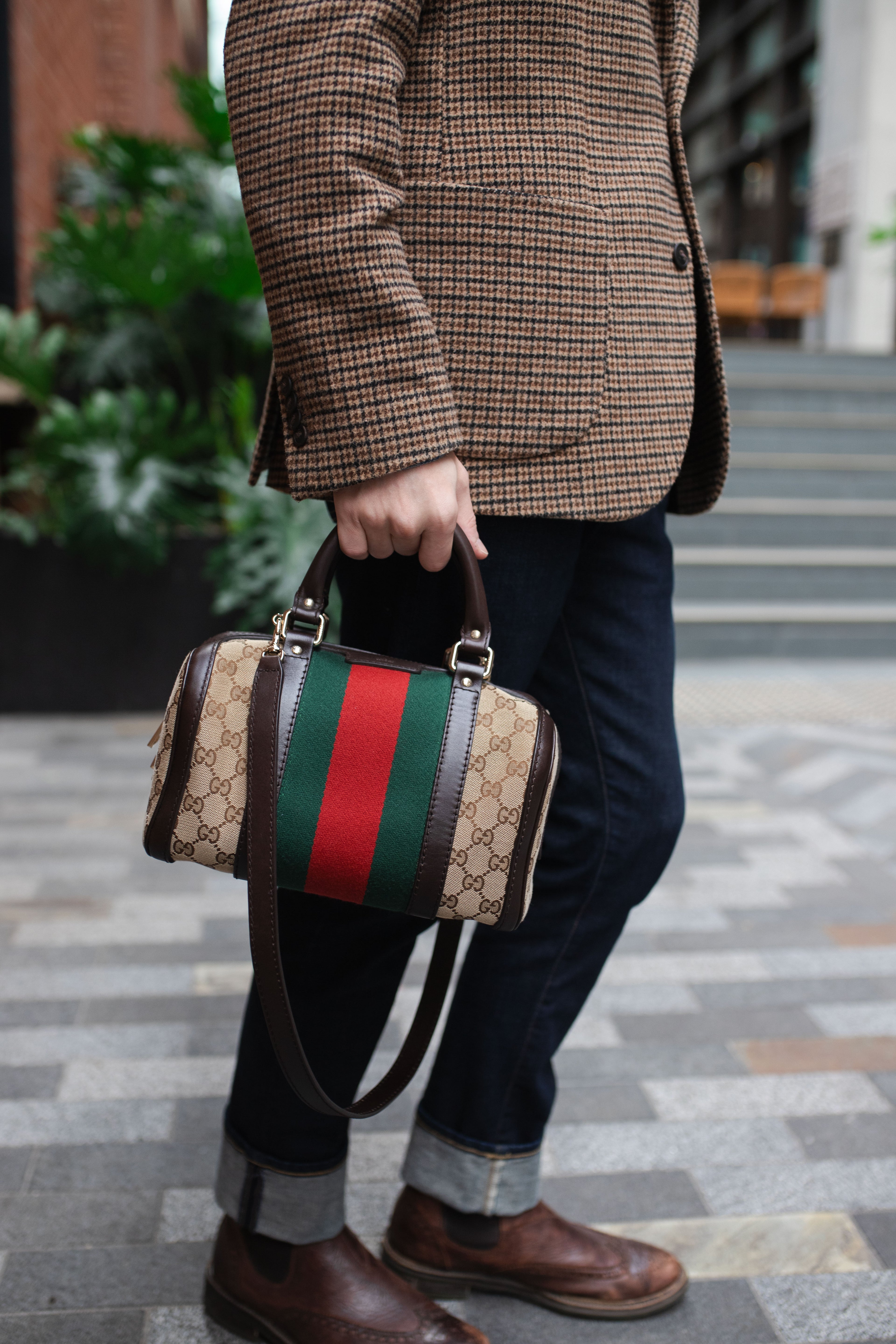 Gucci Small Web Vintage Boston Bag