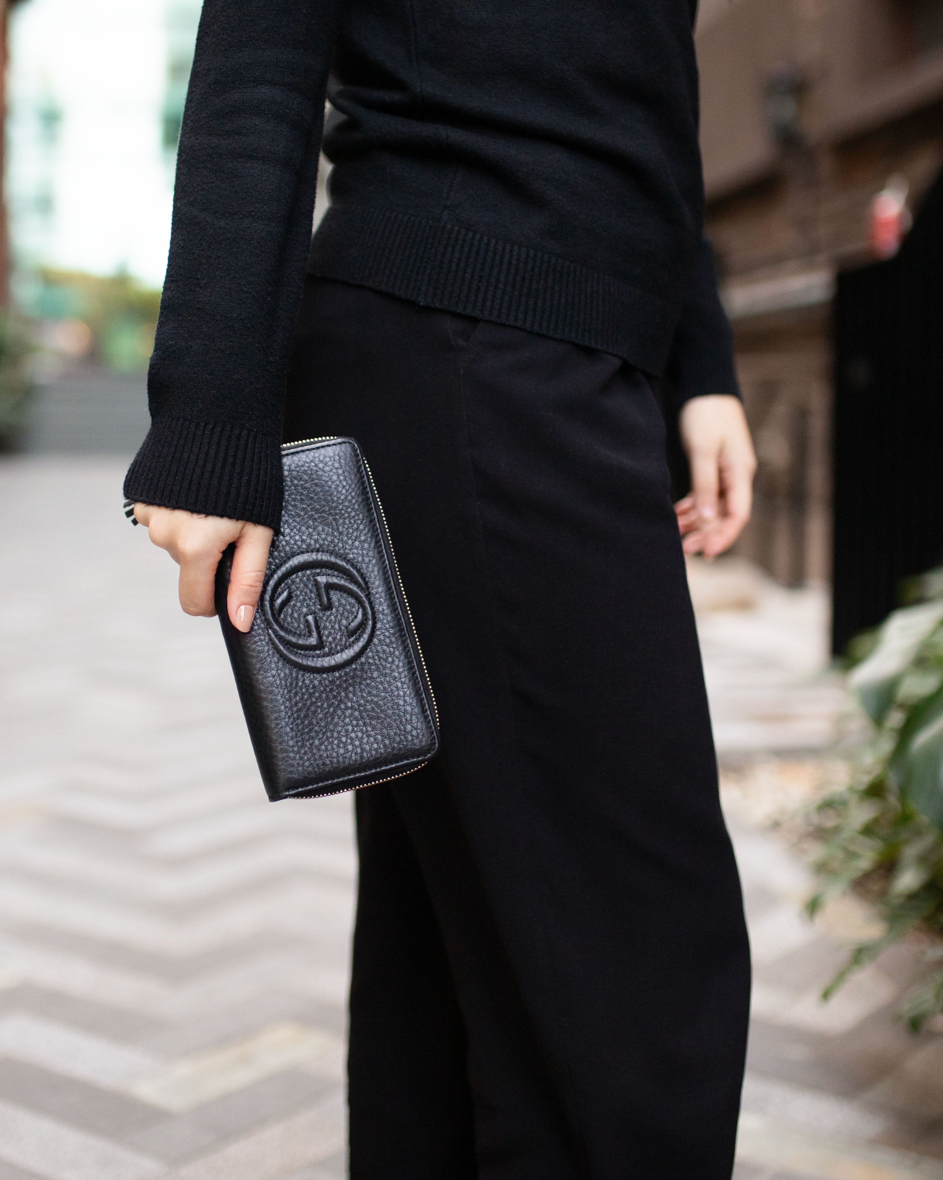 Gucci Black Soho GG Long Zip Around Wallet