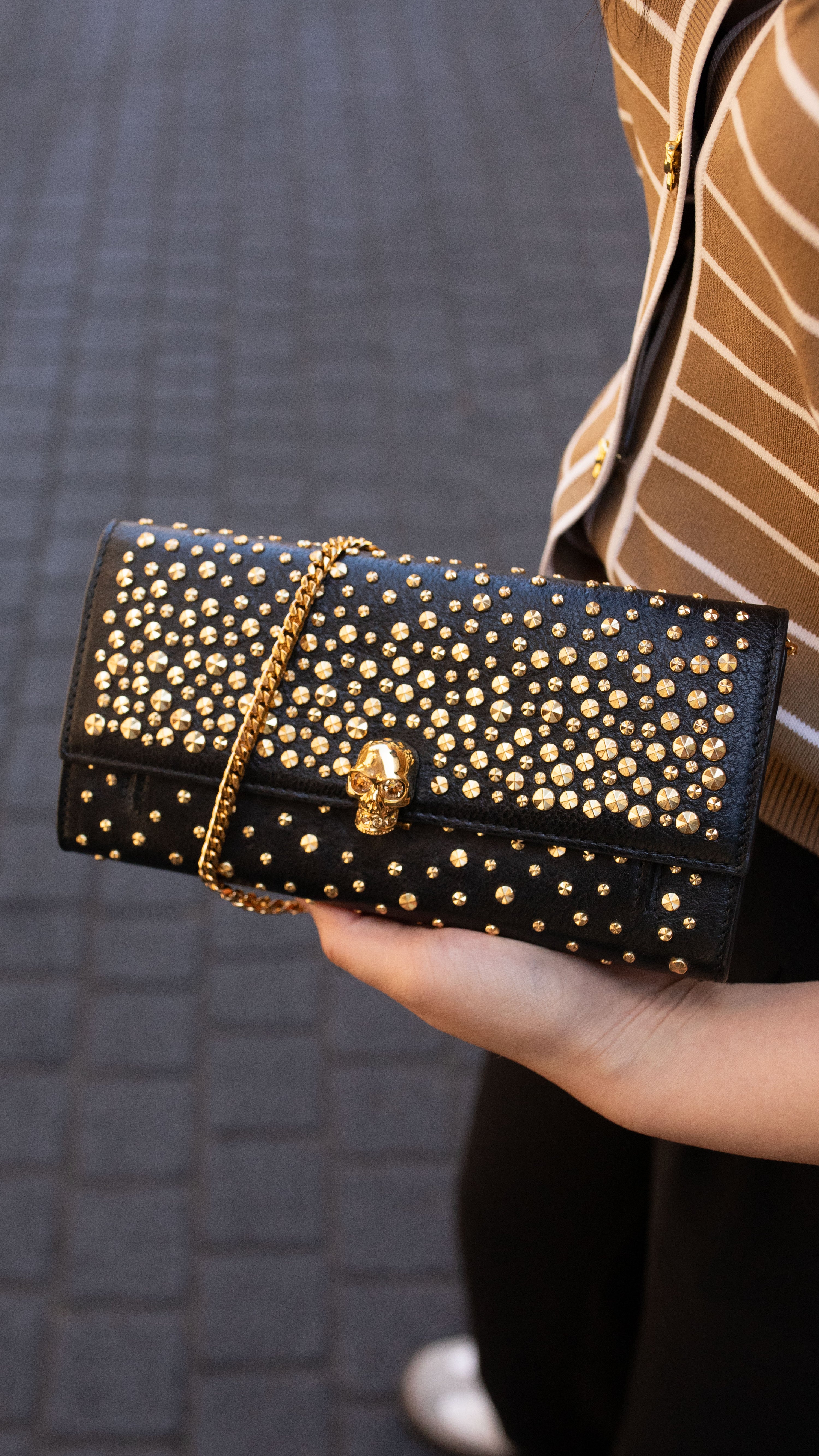 Alexander McQueen Studs & Skull Chain Clutch