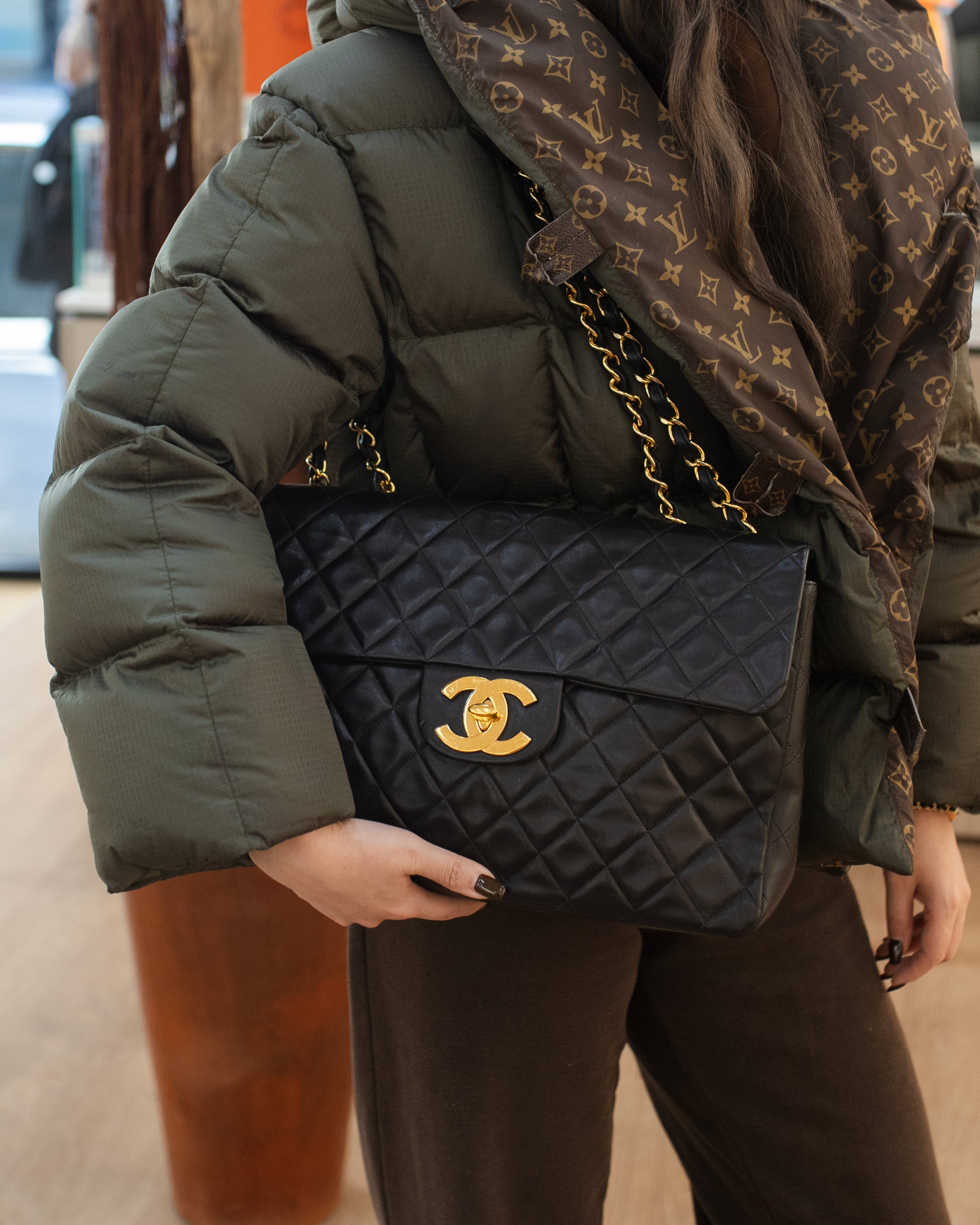 Chanel Black Vintage Jumbo Flap Bag