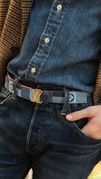 Louis Vuitton Denim LV Iconic Belt Damier & Monogram Patchwork Belt size 90