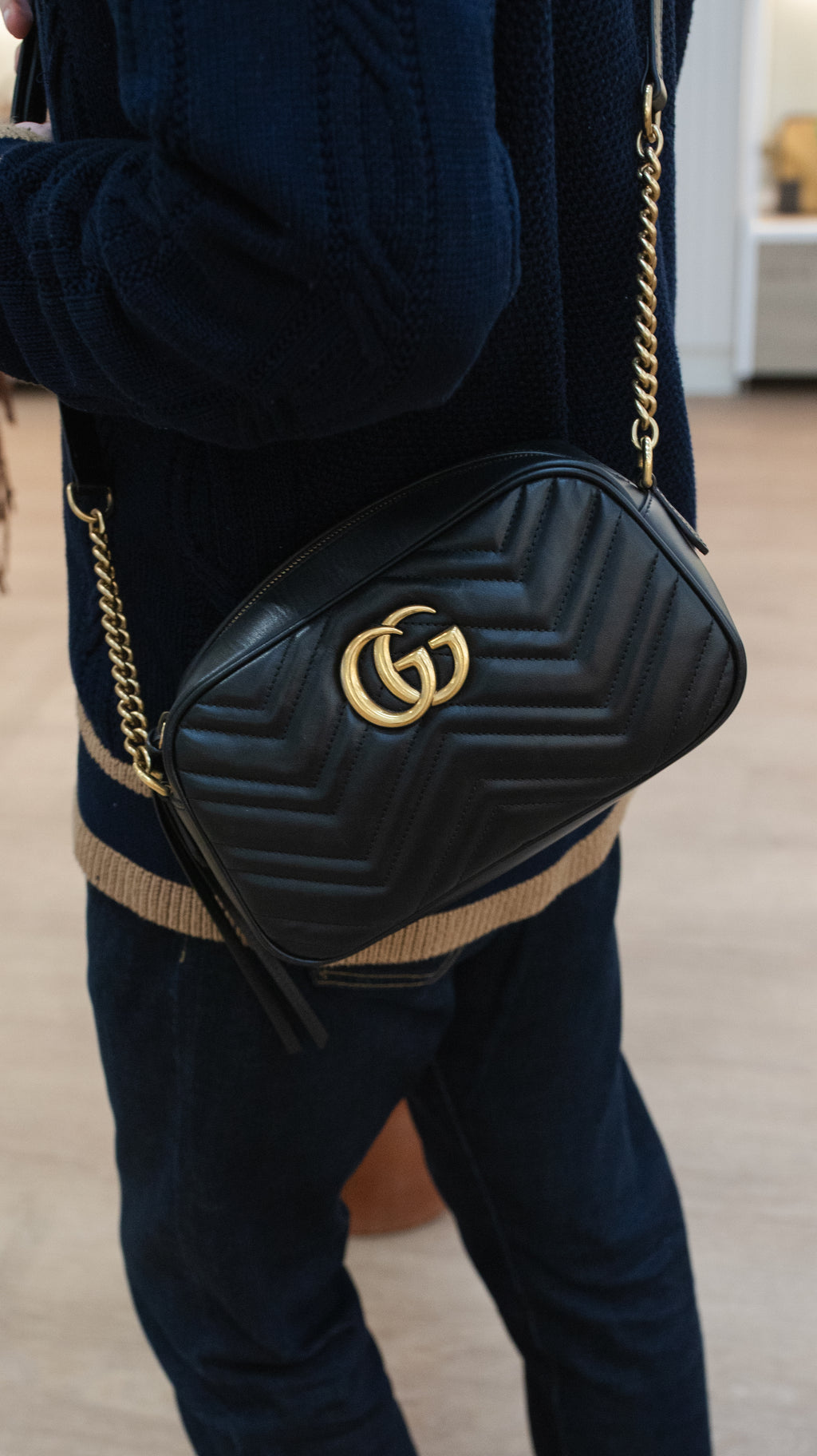 Gucci Black Marmont Camera Bag Small