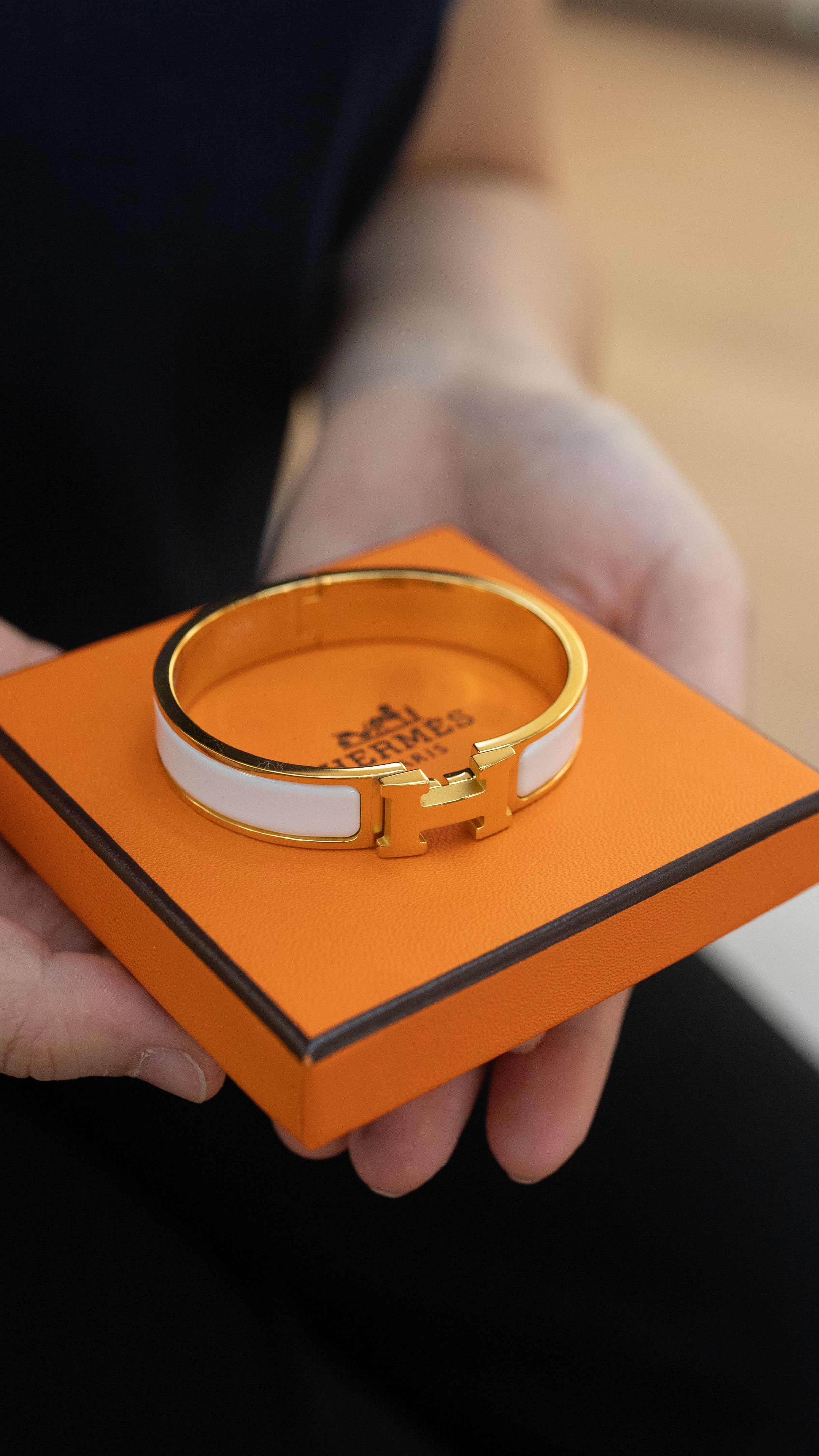 Hermes Blanc Clic H Bracelet.