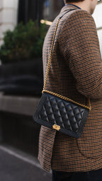 Chanel Black Caviar Boy Wallet On Chain GHW