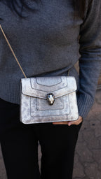 Bvlgari Small Silver and White Serpenti Forever Shoulder Bag.