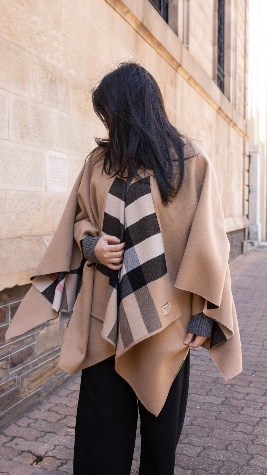 Burberry Check Wool Cape