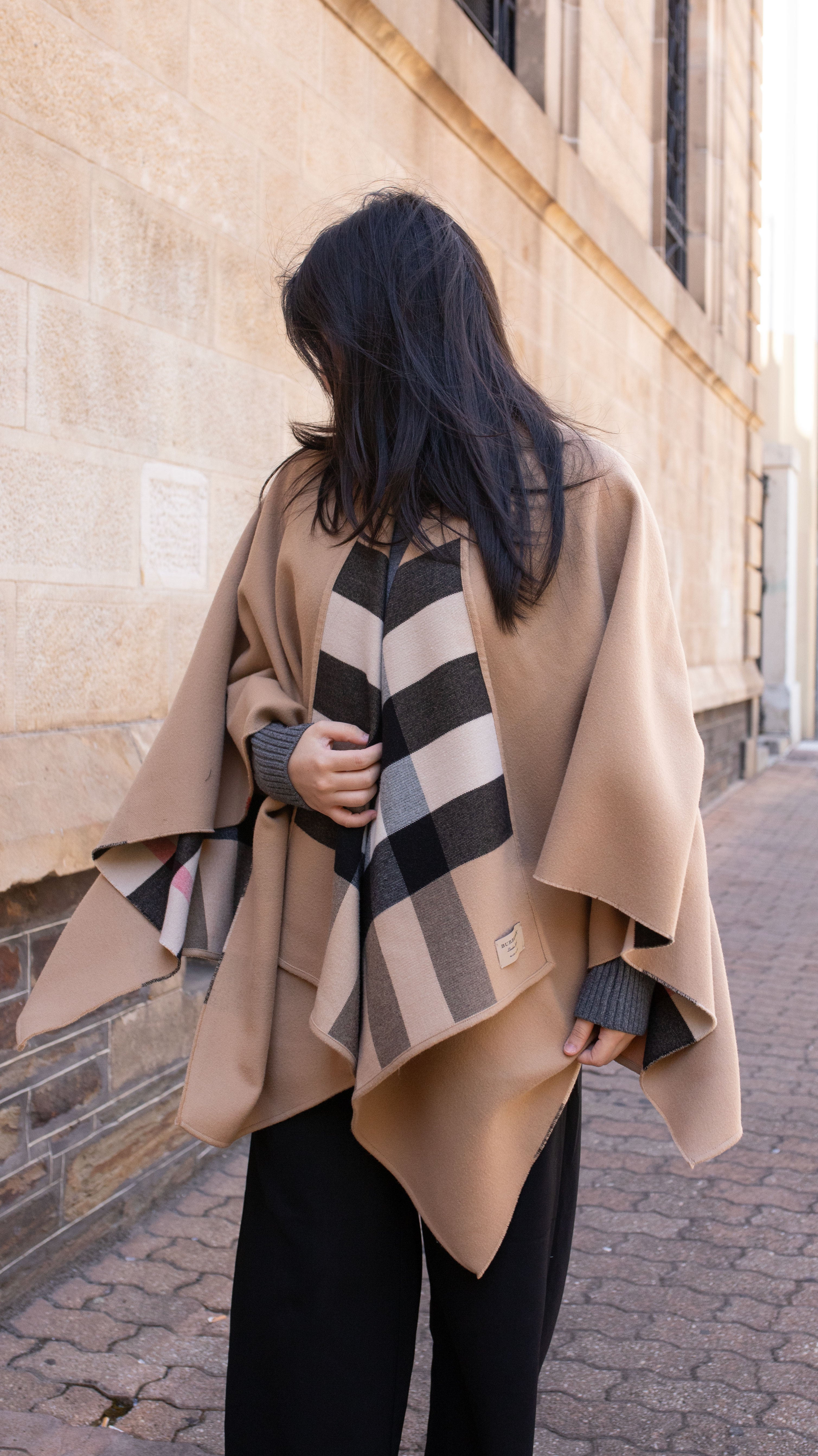 Burberry Check Wool Cape