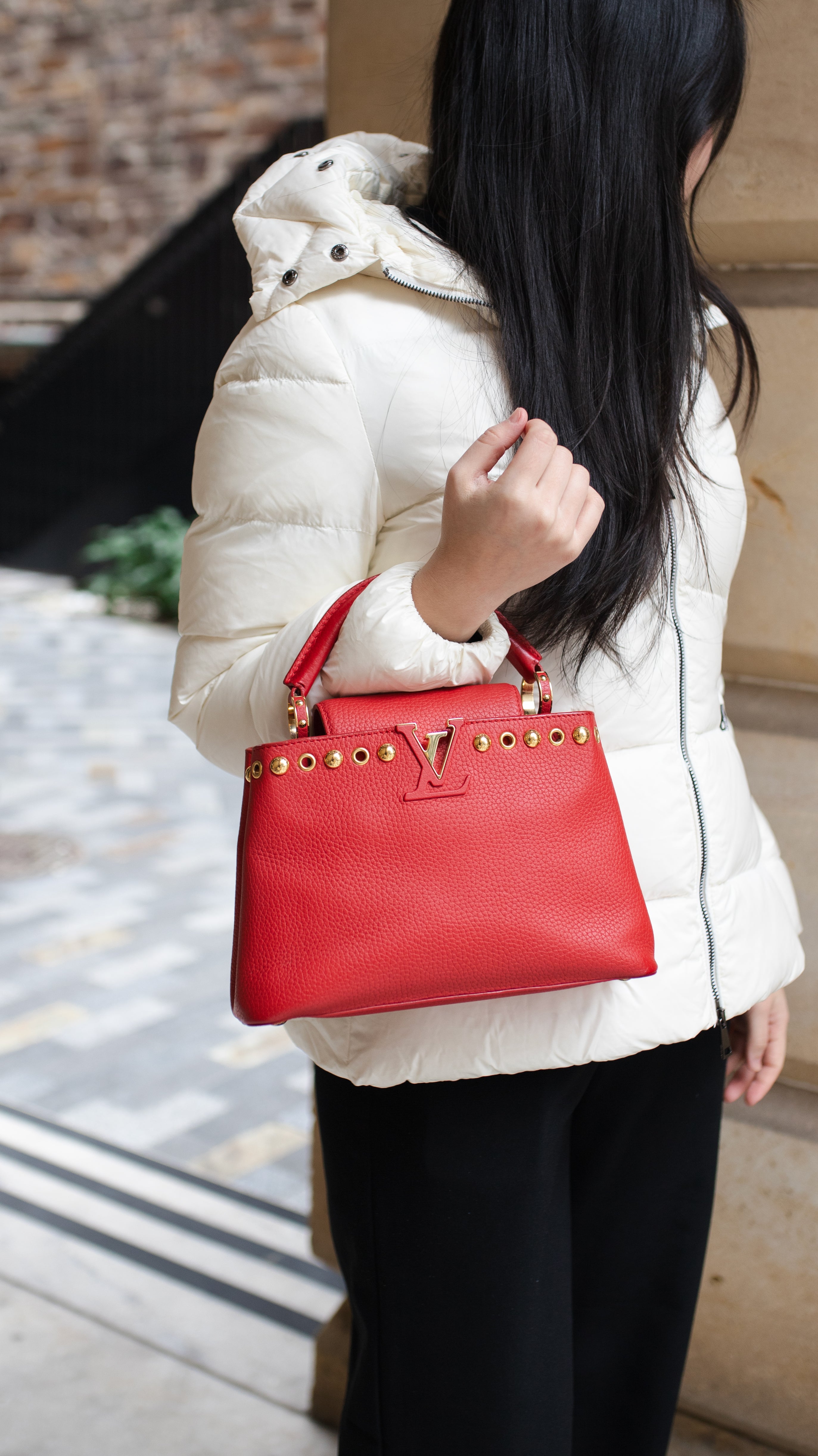 Louis Vuitton Red Capucines BB GHW