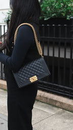 Chanel Black Matte Lambskin Medium Boy Bag GHW